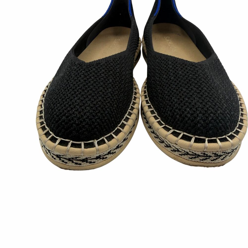 Rothy’s The Espadrille Flat in Black Boardwalk Knit Size 6.5 Jute‎ Sole Slip On - Picture 3 of 15
